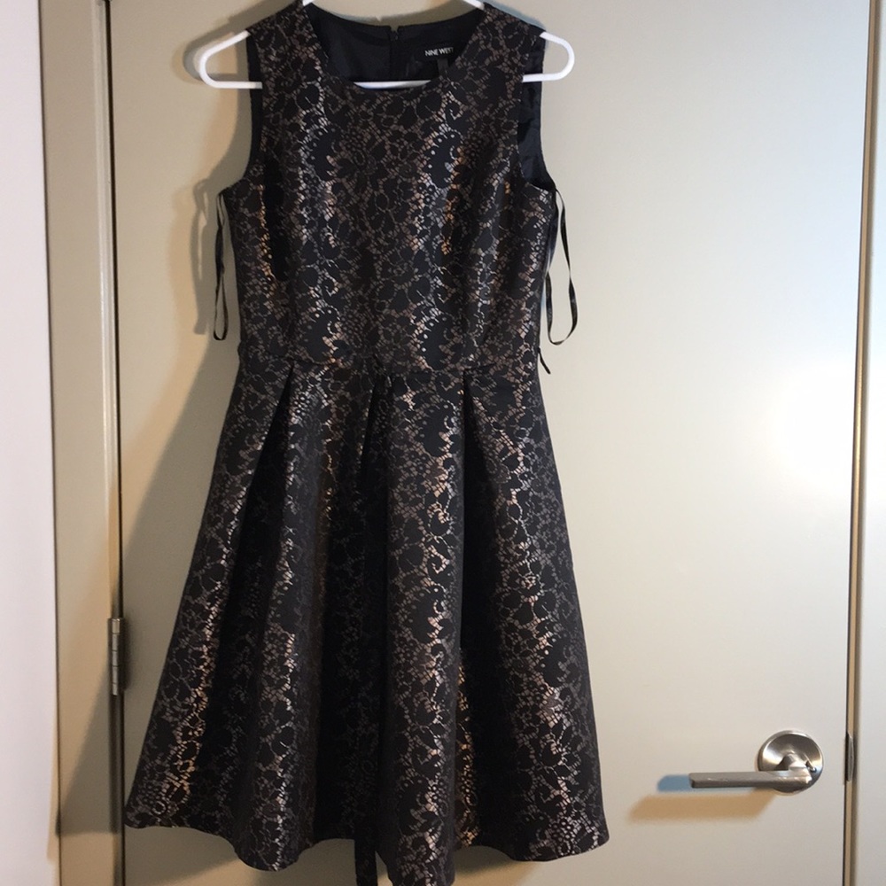 Nine West a line jacquard print dress size 2 New